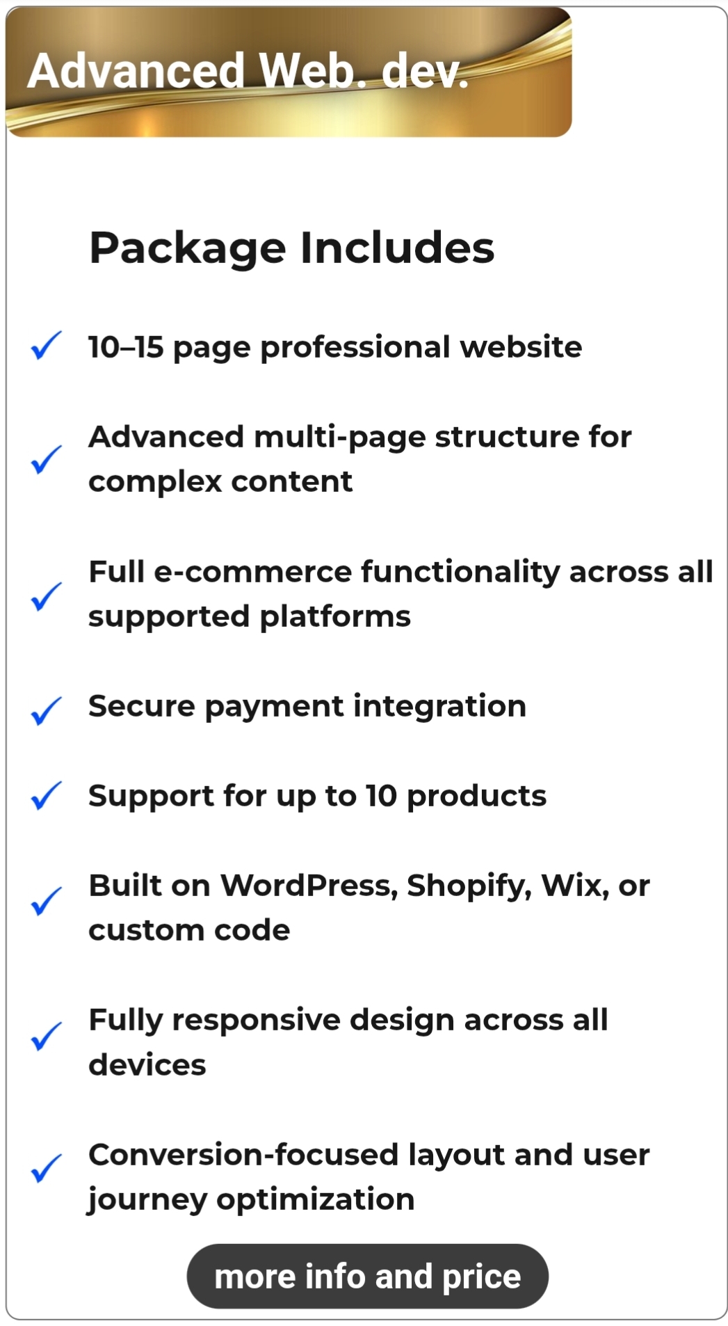 Website development advanced Creadifity